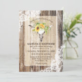 Invitation Sunflowers Vache Crâne Grange Bois Rustique Mariag (Debout devant)