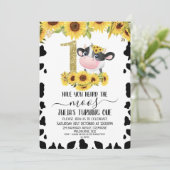 Invitation Sunflowers Vache Imprimer Parties scintillant d'or (Debout devant)