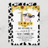 Invitation Sunflowers Vache Imprimer Parties scintillant d'or (Devant / Derrière)