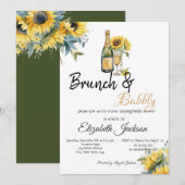 Invitation Sunflowers Vin Brunch & Fête des mariées Bubbly (Devant / Derrière)