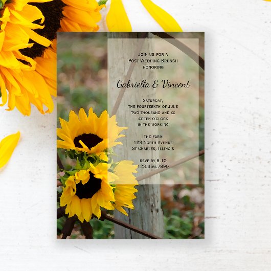Invitation Sunflowers Wagon Wheel Western Post Mariage Brunch