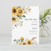 Invitation Sunflowers Wedding Save The Date QR Code (Debout devant)