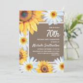 Invitation Sunflowers White Daisies Burlap 70e anniversaire (Debout devant)