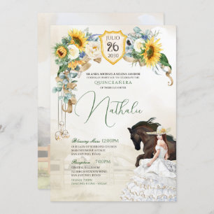 Invitation Sunflowers & White Roses Rustic Charro Quinceanera