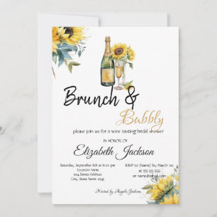 Invitation Sunflowers Wine Brunch & Bubbly Baby Shower Mariag