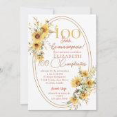 Invitation Sunflowers Women Spanish Surprise 100th Birthday (Devant)
