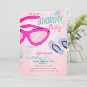 Invitation Sunglass Flip flèches été fête d'anniversaire (Debout devant)