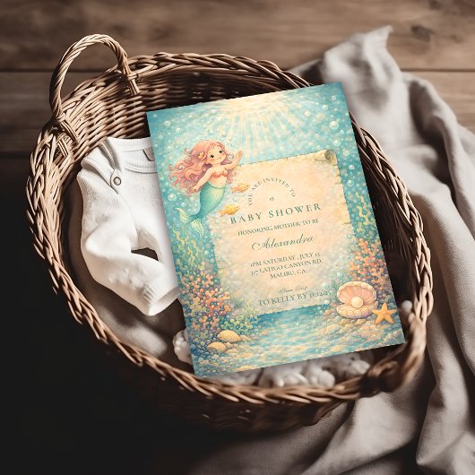 Invitation Sunlit Mermaid Reef Baby Shower