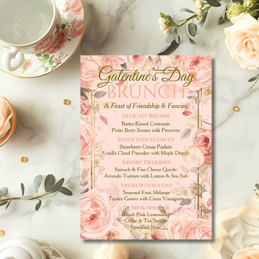 Invitation Sunlit Rococo Garden Galentine Brunch Florals Tea