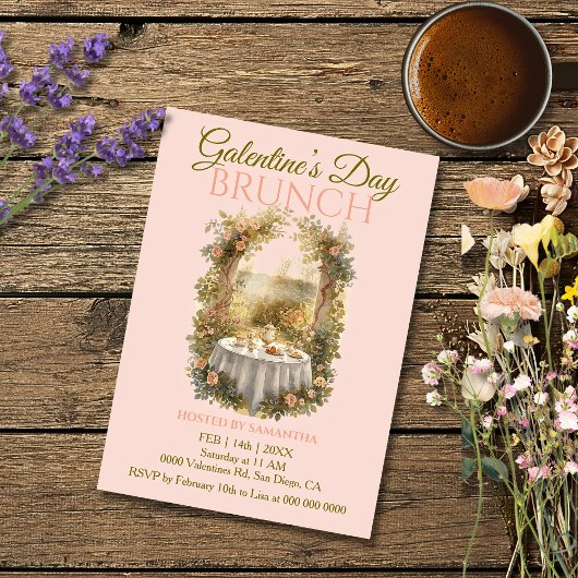 Invitation Sunlit Rococo Garden Galentine Brunch Florals Tea