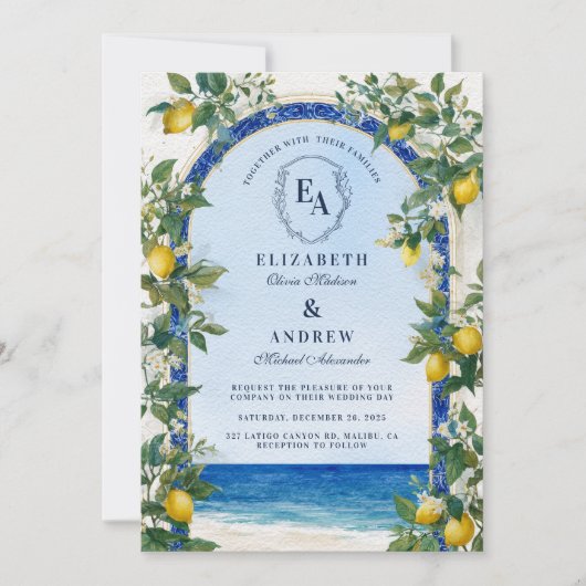 Invitation Sunny Amalfi Lemon Grove Mariage (Devant)