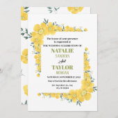 Invitation Sunny Blossoms, Un Mariage Floral Jaune Vibrant (Devant / Derrière)