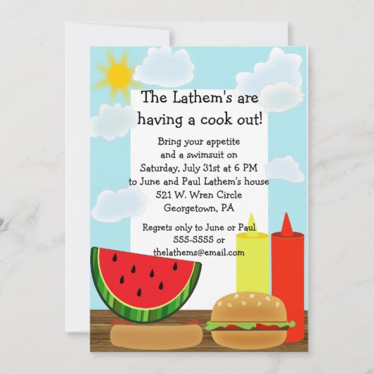 Invitation Sunny Cookout (Devant)