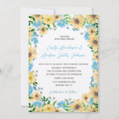 Invitation Sunny Elegance Blue Sky Aquarelle Mariage Floral (Devant)