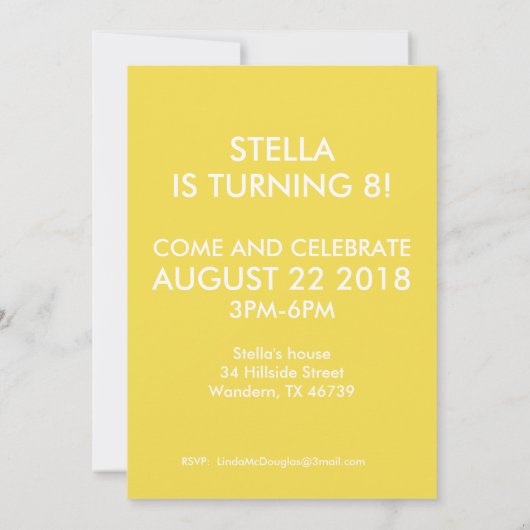 Invitation Sunny Fun Cool Minimal photo moderne Anniversaire (Dos)