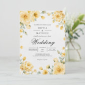Invitation Sunny Jaune Floral Whimsy Mariage (Debout devant)
