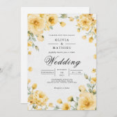 Invitation Sunny Jaune Floral Whimsy Mariage (Devant / Derrière)