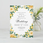 Invitation Sunny Jaune Mariage de fleurs botaniques (Debout devant)