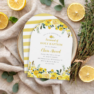 Invitation Sunny Meadow Floral Baptême