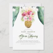 Invitation Sunny Pineappy Floral Vase Beach Baby shower (Devant)