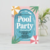 Invitation Sunny Pink Palm Springs Pool Birthday (Debout devant)