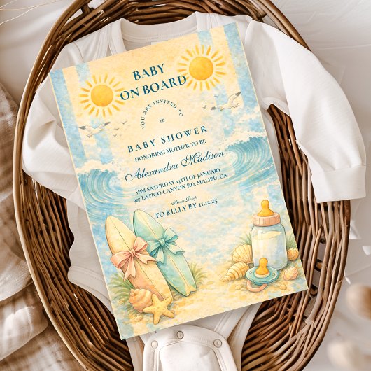 Invitation Sunny Surf Vibes Baby Shower
