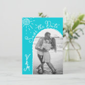 Invitation Sunny Tropical Main dessinée Enregistrer la date P (Debout devant)