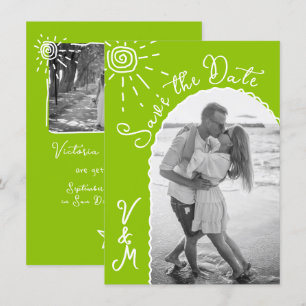 Invitation Sunny Tropical Main dessinée Enregistrer la date P
