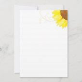 Invitation Sunny Watercolor Sunflowers Fête des mariées (Dos)