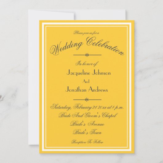 Invitation Sunny Yellow All In One RSVP Email Website Wedding (Devant)