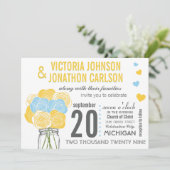 Invitation Sunny Yellow Sky Blue Floral Typographie moderne (Debout devant)