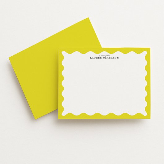 Invitation Sunny Yellow Wavy Frame Note Card
