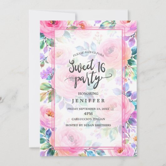 Invitation Sunrise Floral Boho Custom Name Design             (Devant)