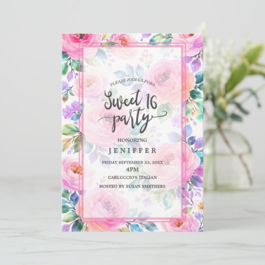 Invitation Sunrise Floral Boho Custom Name Design             (Debout devant)