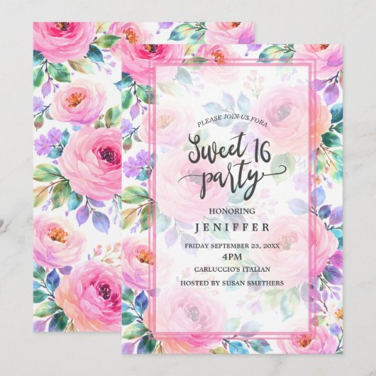 Invitation Sunrise Floral Boho Custom Name Design             (Devant / Derrière)