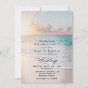 Invitation *~* Sunrise Pastel Beach Sunset Mariage