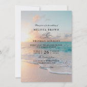 Invitation Sunrise Pastel Beach Sunset QR Code Wedding  (Devant)