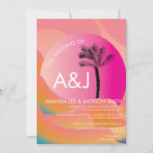 Invitation Sunrise Tropicale Gras Rose Orange Blanc Mariage (Devant)
