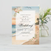 Invitation Sunset Beach Bloom Romance Mariage (Debout devant)