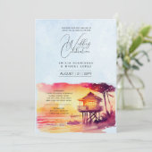 Invitation Sunset Beach Destination Mariage côtier (Debout devant)