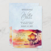 Invitation Sunset Beach Destination Mariage côtier (Devant / Derrière)