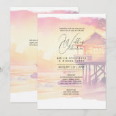 Invitation Sunset Beach Destination Mariage côtier (Devant / Derrière)