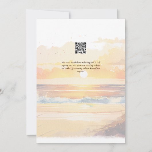 Invitation Sunset Beach Destination Mariage côtier (Dos)