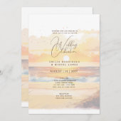 Invitation Sunset Beach Destination Mariage côtier (Devant / Derrière)