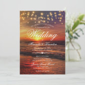 Invitation Sunset Beach Lights Mariage d'été et réception (Debout devant)