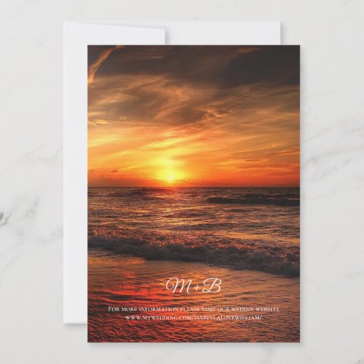 Invitation Sunset Beach Lights Mariage d'été et réception (Dos)