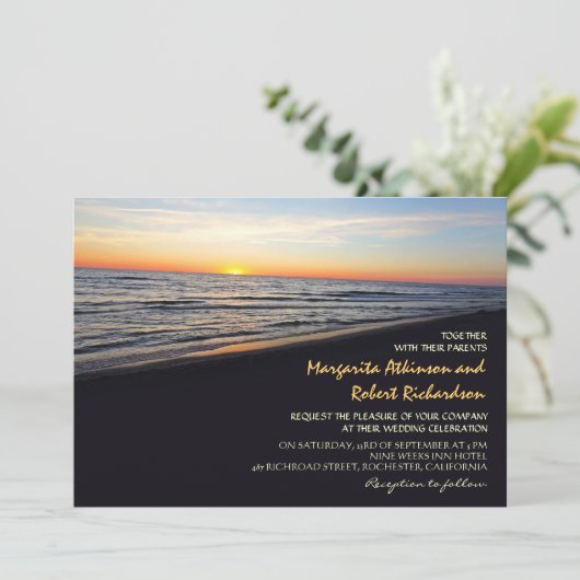 Invitation sunset beach mariage (Debout devant)