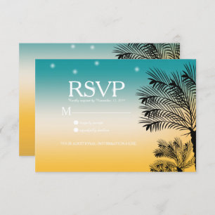 Invitation Sunset Beach Mariage de palmiers tropicaux