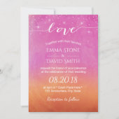 Invitation Sunset Beach Mariage Script Aimer Aquarelle (Devant)