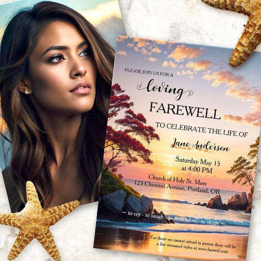 Invitation Sunset Beach Photo Fête de la vie